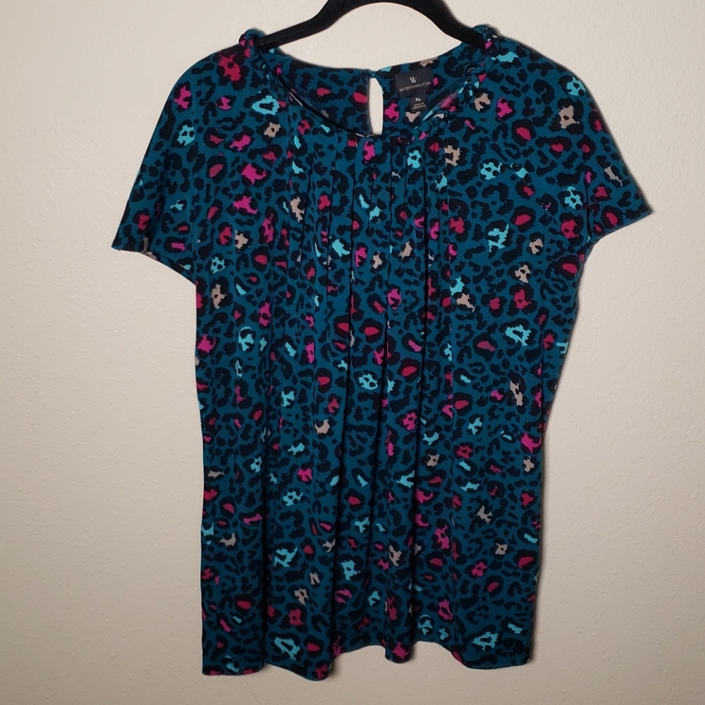 Worthington Cheetah Print Teal and Fuchsia